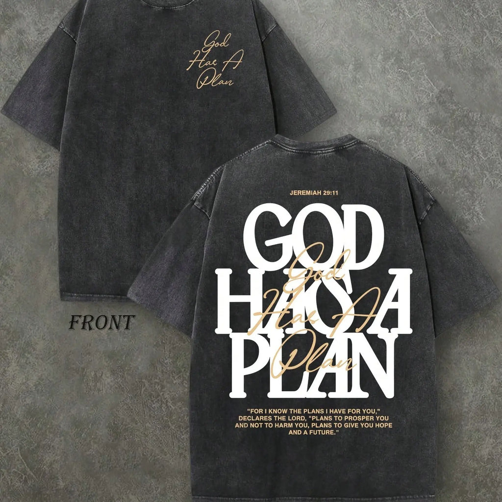 🕊️ God Has A Plan Double Sided Washed Christian Tee | Jeremiah 29:11 Faith T-Shirt ✝️