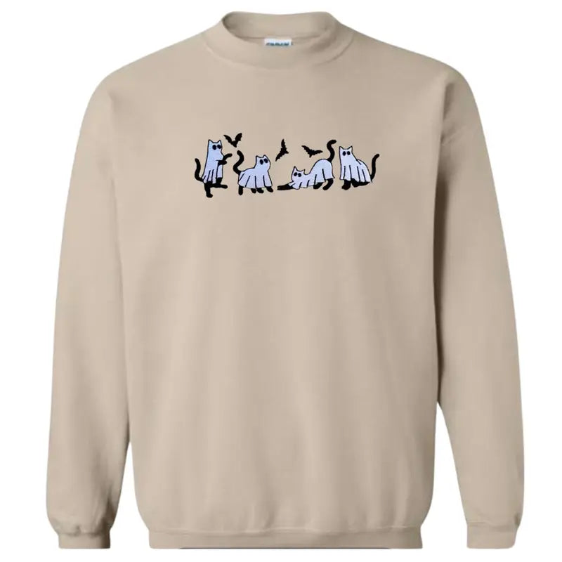👻 Ghost Cat Embroidered Halloween Tee/Crewneck/Hoodie