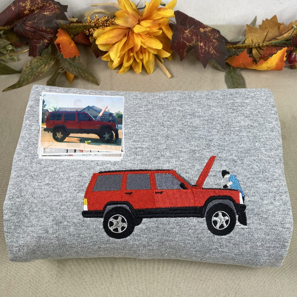 Custom Embroidered Car Sweatshirt or Hoodie, Anniversary Gifts for Car Boyfriend