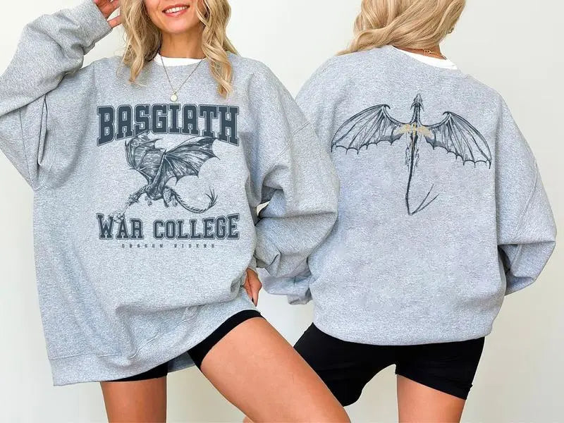Basgiath War College Dragon Sweatshirt  Dragon Riders Merch Fourth Wing Basgiath Dragon Crewneck Bookish Fantasy Apparel