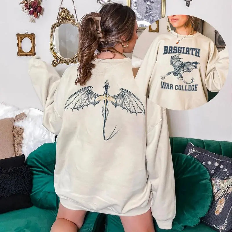 Basgiath War College Dragon Sweatshirt  Dragon Riders Merch Fourth Wing Basgiath Dragon Crewneck Bookish Fantasy Apparel