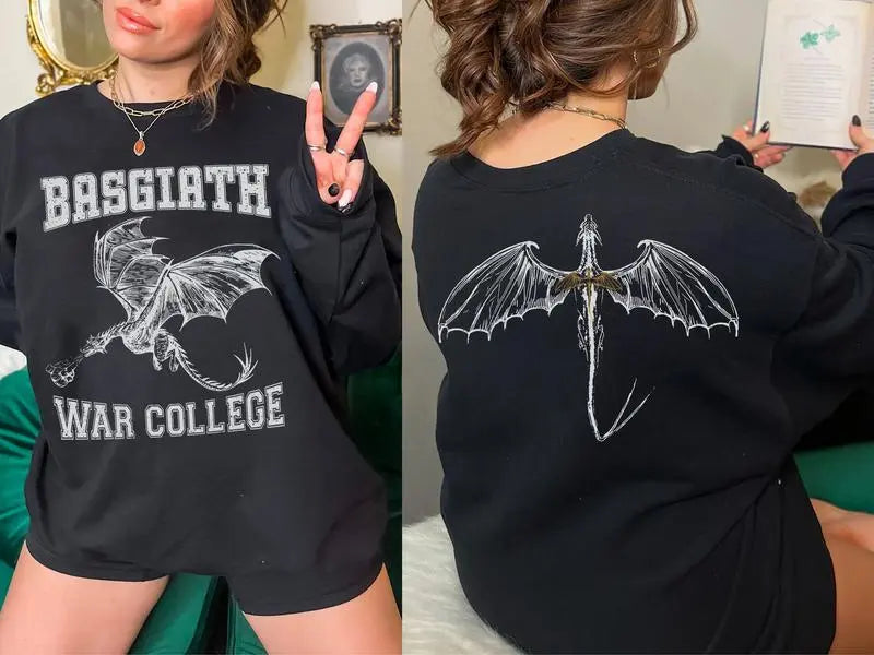 Basgiath War College Dragon Sweatshirt  Dragon Riders Merch Fourth Wing Basgiath Dragon Crewneck Bookish Fantasy Apparel