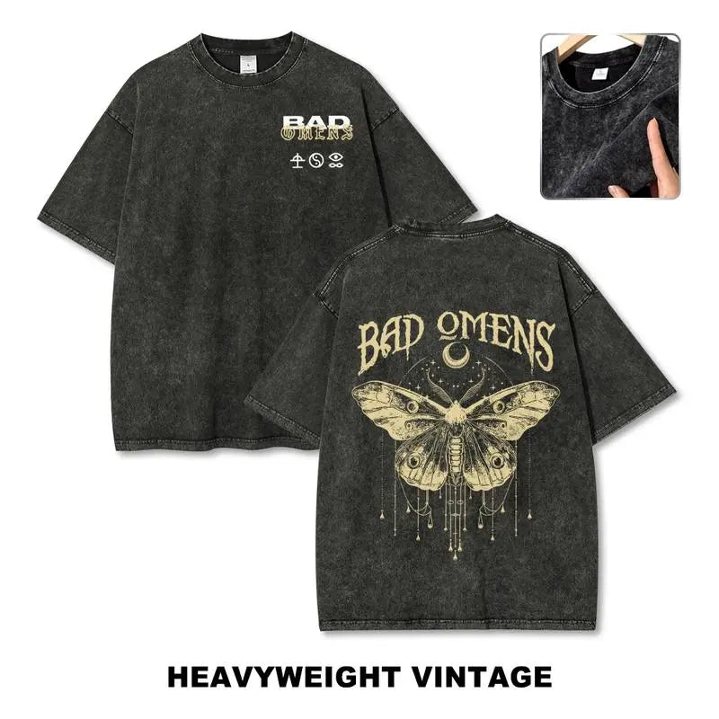 Vintage Washed Bad Omens Moth Tee, Gothic Aesthetic