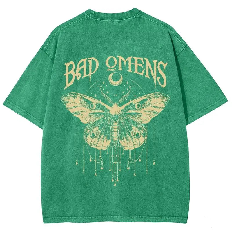 Vintage Washed Bad Omens Moth Tee, Gothic Aesthetic