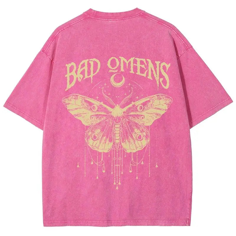 Vintage Washed Bad Omens Moth Tee, Gothic Aesthetic