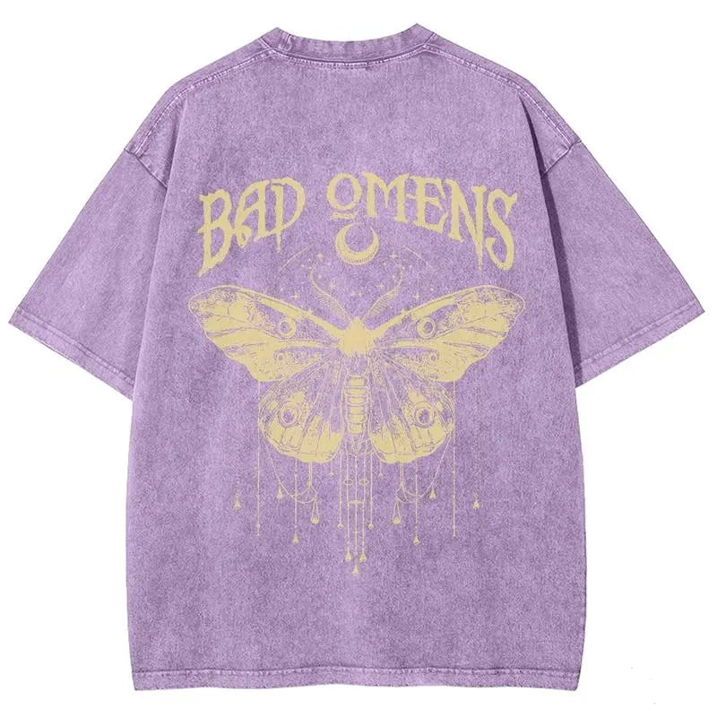 Vintage Washed Bad Omens Moth Tee, Gothic Aesthetic