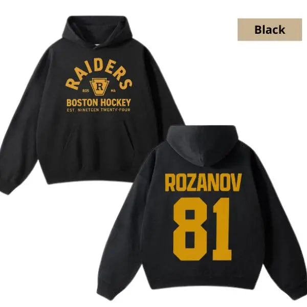 Classic Boston Raiders Hockey Hoodie | Rozanov #81 Fan Apparel