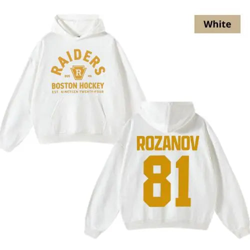 Classic Boston Raiders Hockey Hoodie | Rozanov #81 Fan Apparel