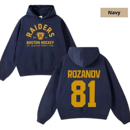 Classic Boston Raiders Hockey Hoodie | Rozanov #81 Fan Apparel