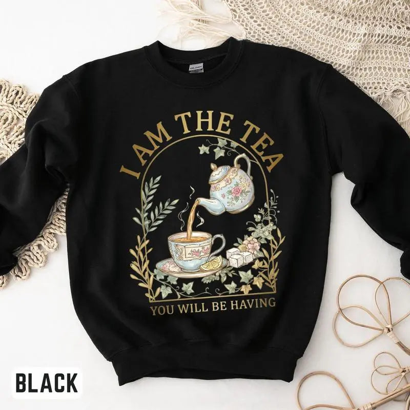 I Am The Tea Vintage Graphic T-Shirt hoodie sweatshirt for Women – Funny Aesthetic Cute Casual Tee hoodie sweatshirt