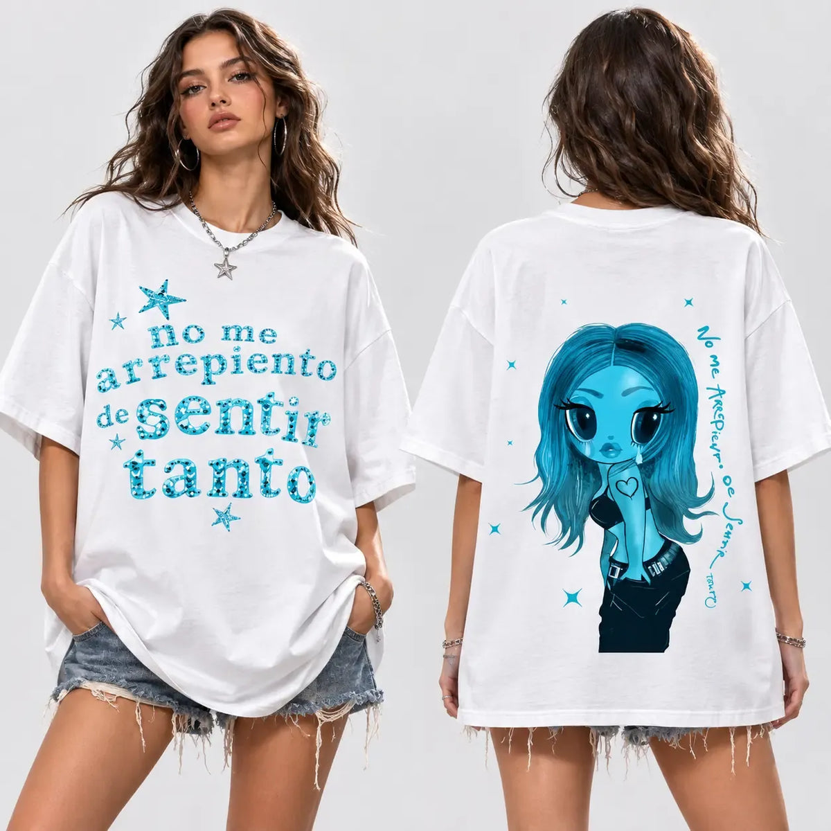 No Me Arrepiento De Sentir Tanto Double Sided Graphic T-Shirt Sweatshirt Hoodie
