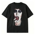 Vintage Dramatic Art Portrait Graphic T-Shirt, Retro Theater Inspired Bold Print Unisex Streetwear Casual Black Tee