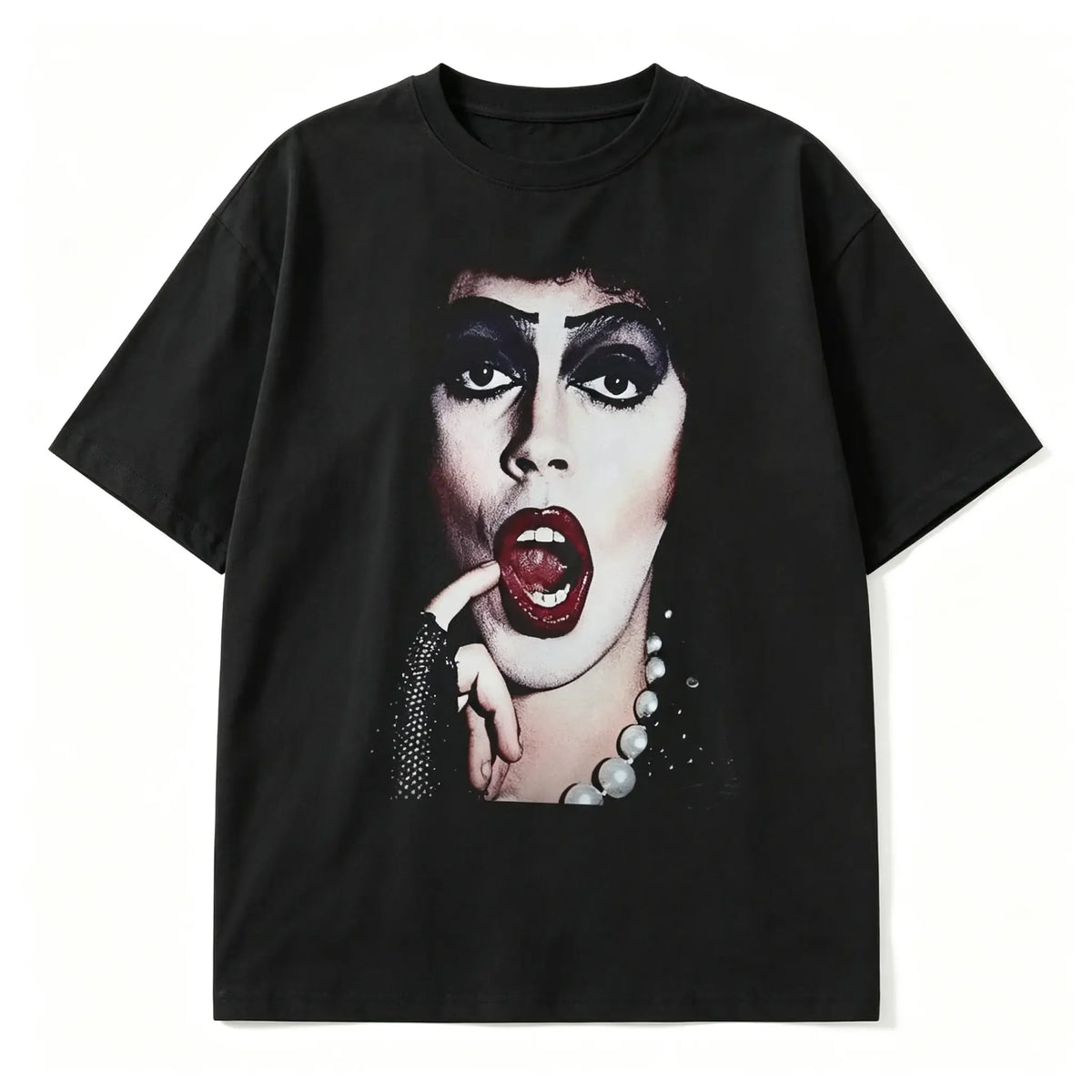 Vintage Dramatic Art Portrait Graphic T-Shirt, Retro Theater Inspired Bold Print Unisex Streetwear Casual Black Tee