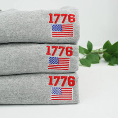 Embroidered 1776 American Flag Sweatshirt or Hoodie – 4th of July Patriotic Apparel