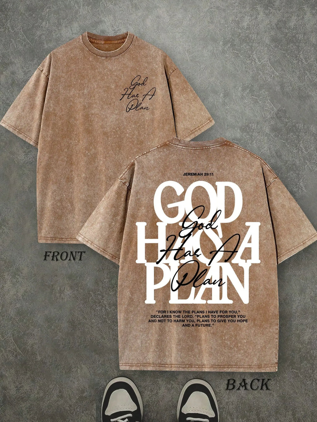 🕊️ God Has A Plan Double Sided Washed Christian Tee | Jeremiah 29:11 Faith T-Shirt ✝️