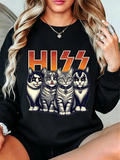 HISS KISS Parody Cat Graphic Sweatshirt & Hoodie | Funny Rock Band Cat Lover Shirt