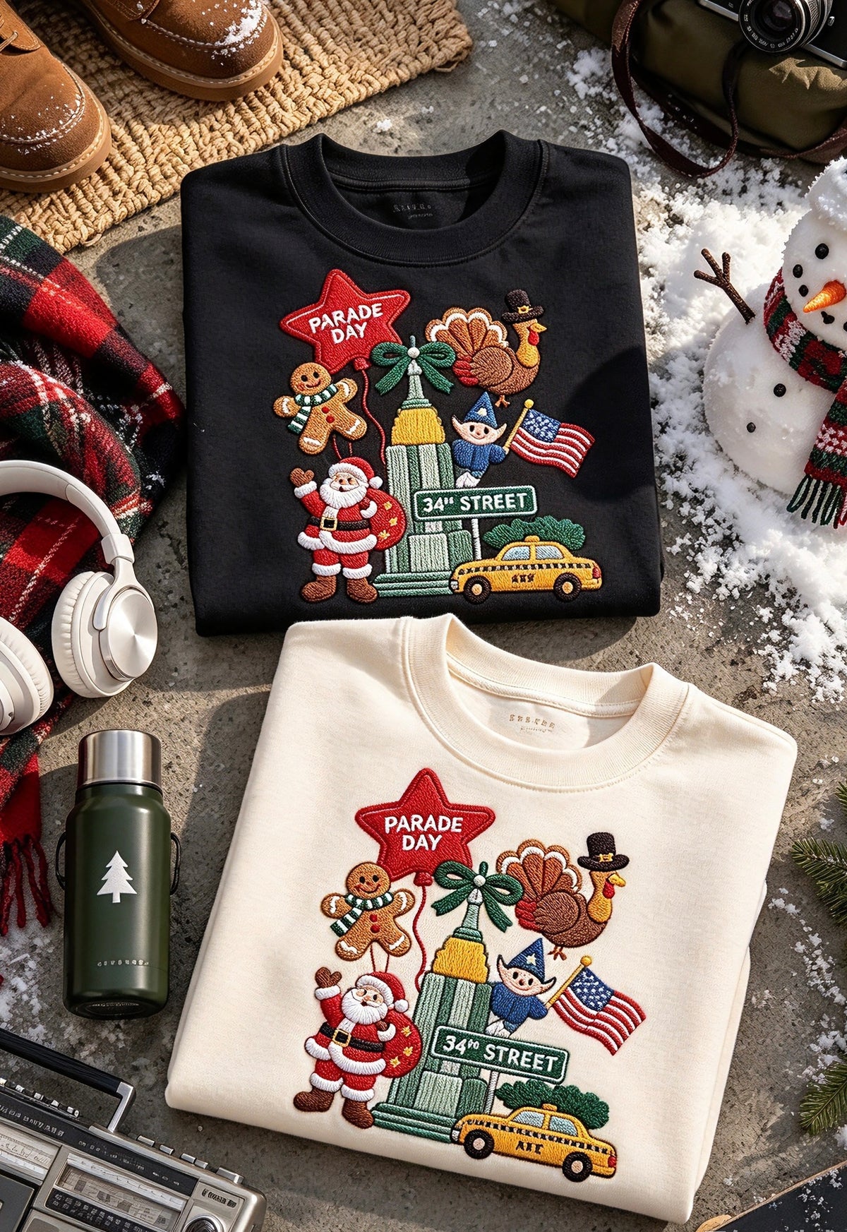 Macy’s Parade Day Embroidered Sweatshirt 🦃 NYC Thanksgiving Graphic Crewneck