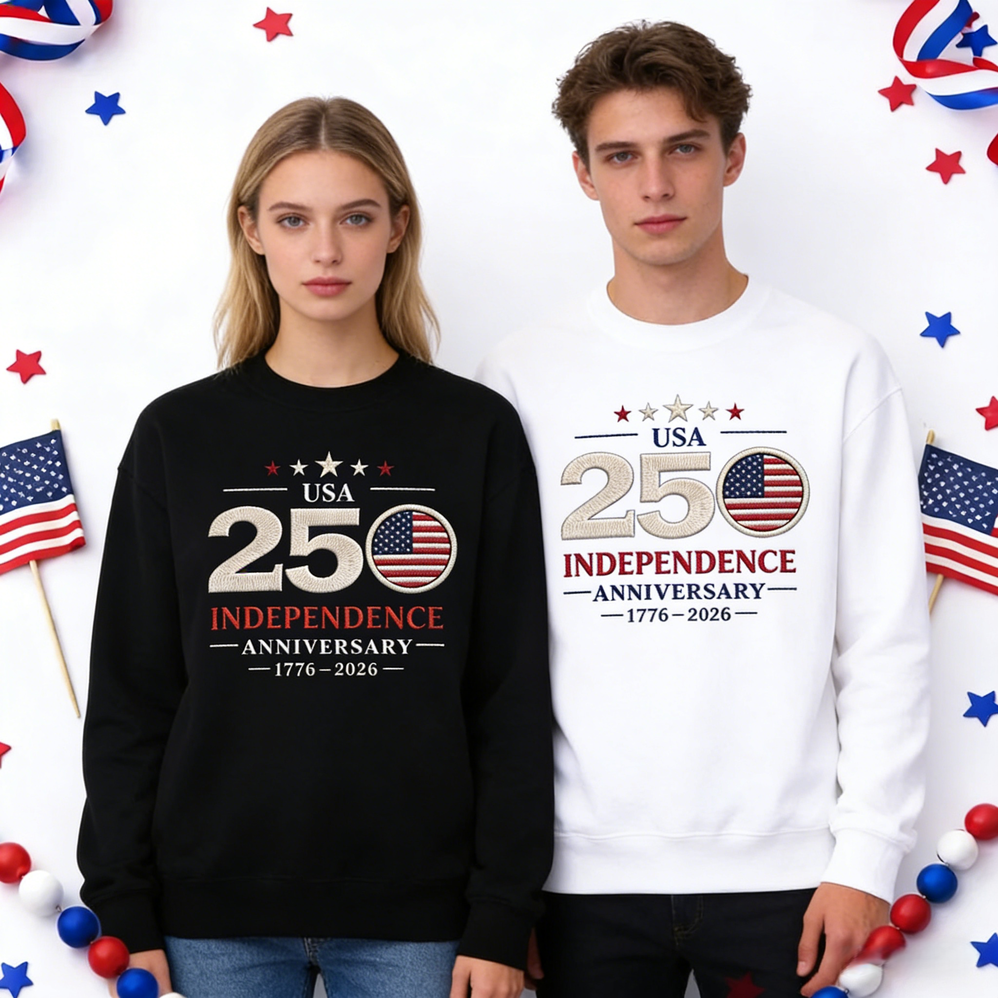 USA 250th Independence Anniversary Sweatshirt  Hoodie Tee– Patriotic 1776–2026 Crewneck | Fourth of July Pullover