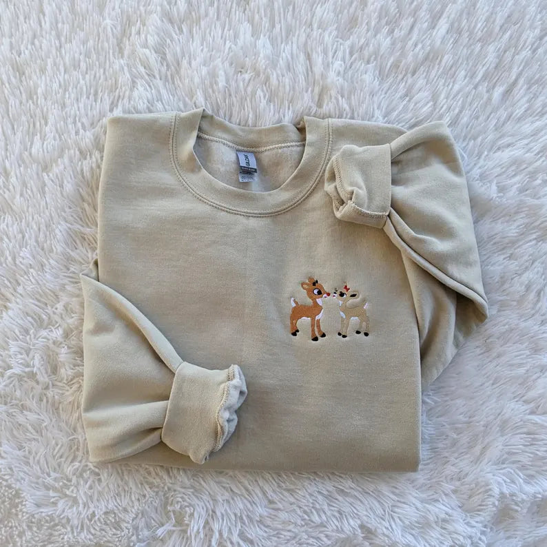 Rudolph Couple Embroidered Crewneck ✨ Christmas Favorite