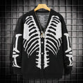 Skeleton Ribcage Jacquard Knit Button Cardigan