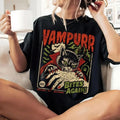 Vampurr Bites Again Retro Vampire Cat Graphic T-Shirt Sweatshirt Hoodie