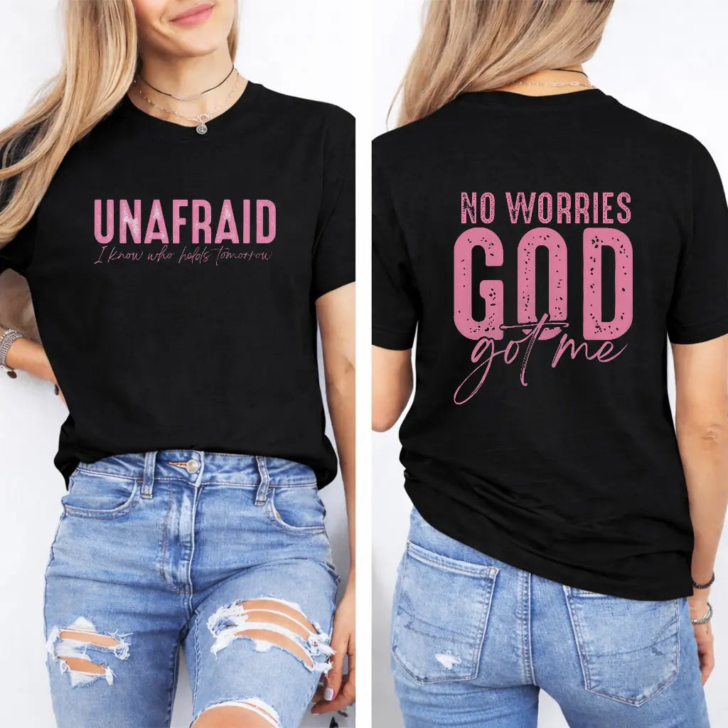 No Worries God Got Me Double Sided Christian Oversized Tee Pink Print