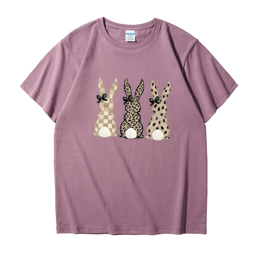 Three Cute Rabbits Short-Sleeve Hooded Sweatshirt - Holiday Gift