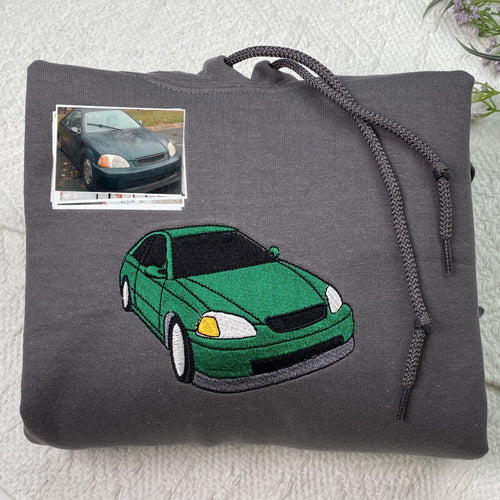 Custom Embroidered Car Sweatshirt or Hoodie, Anniversary Gifts for Car Boyfriend