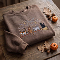 Cats On Broomstick Embroidered Sweatshirt | Cute Halloween Fall Crewneck for Cat Lovers 🐱🧹