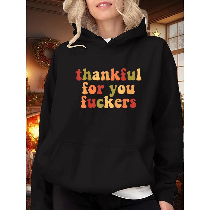 Women's Retro Thankful For You Folks Graphic Sweatshirt Hoodie