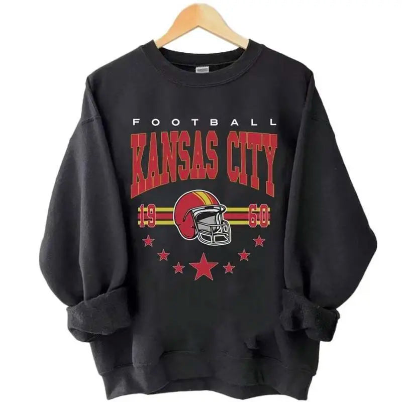 Vintage City Football Crewneck Sweatshirt, Retro Helmet Graphic Unisex Pullover for Game Day Tailgate