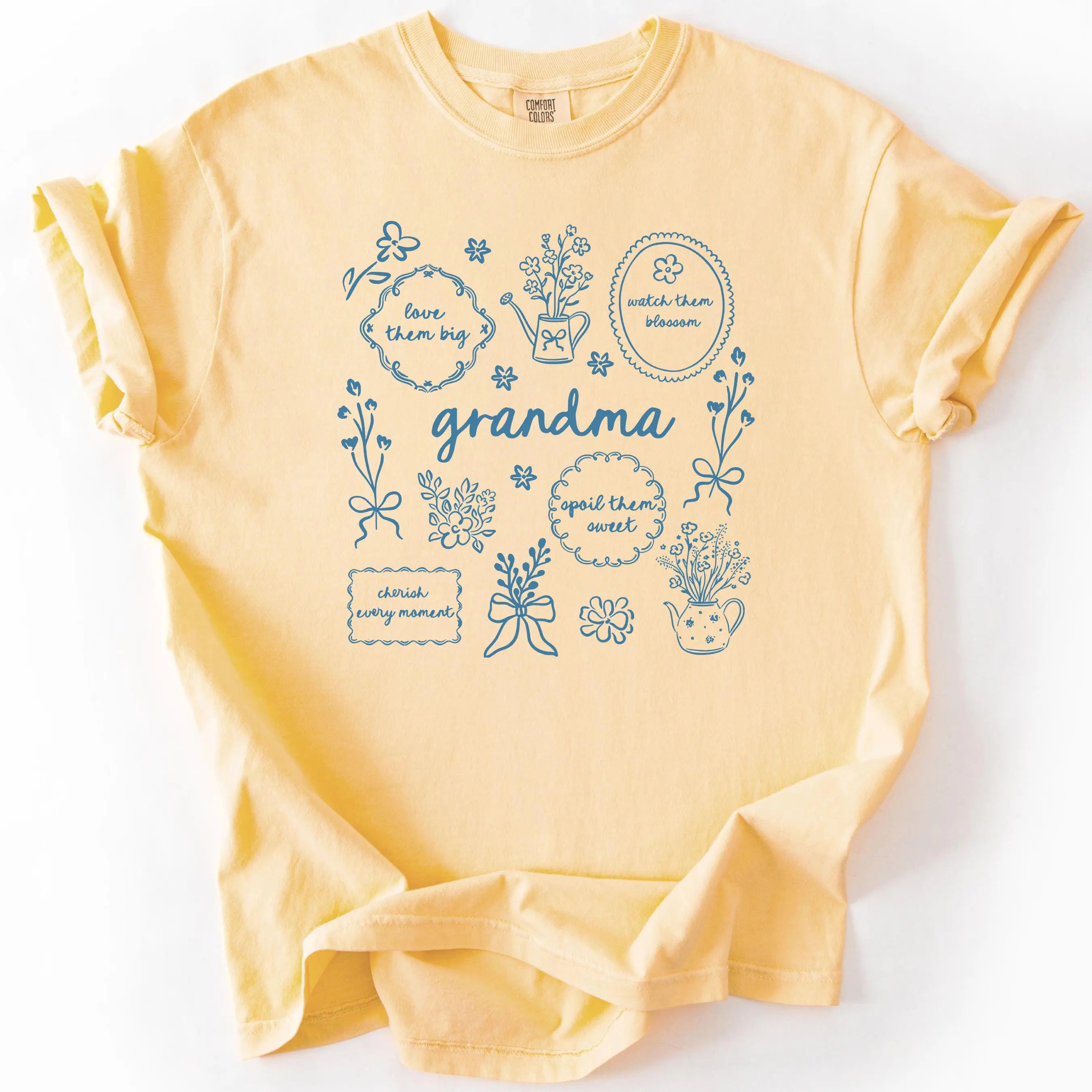 Mama Shirt Blue Floral Print Cherish Every Moment Motherhood Apparel
