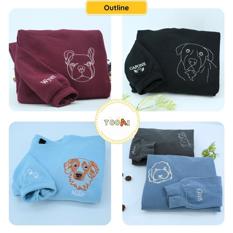 TOOOAI® Custom Embroidered Pet Hoodie - Pet Photo + Name