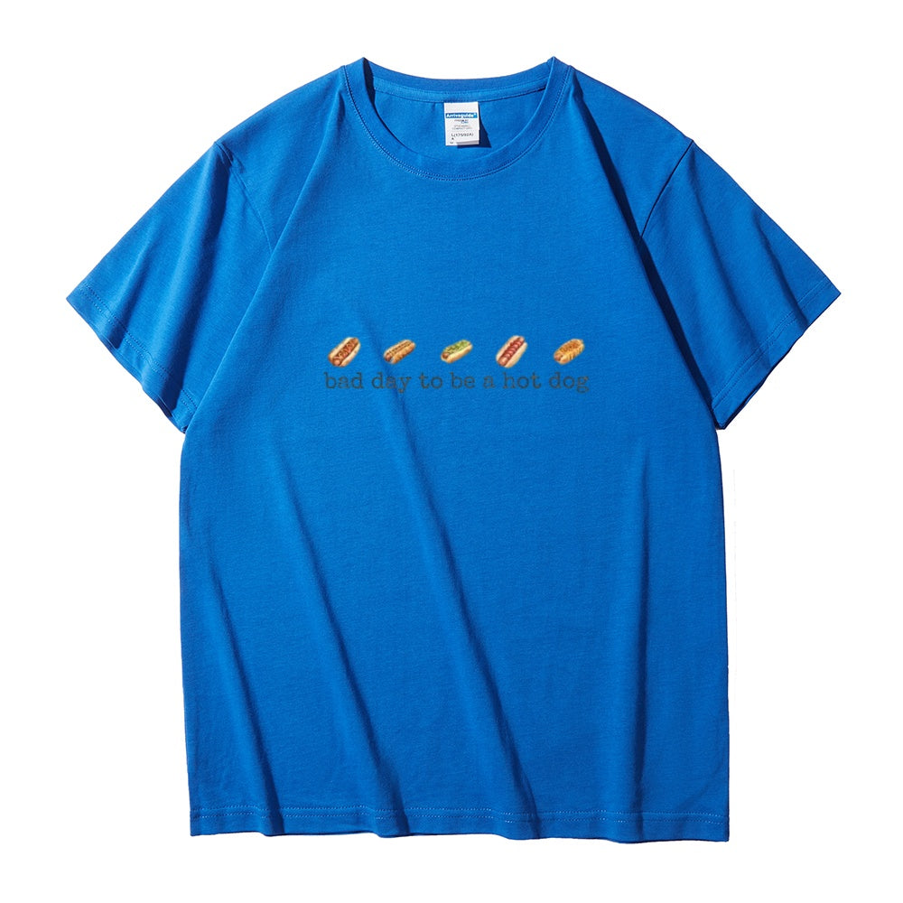 Humor Style Short Sleeve Hoodie Sweatshirt Today's a bad day for hot dogs.
