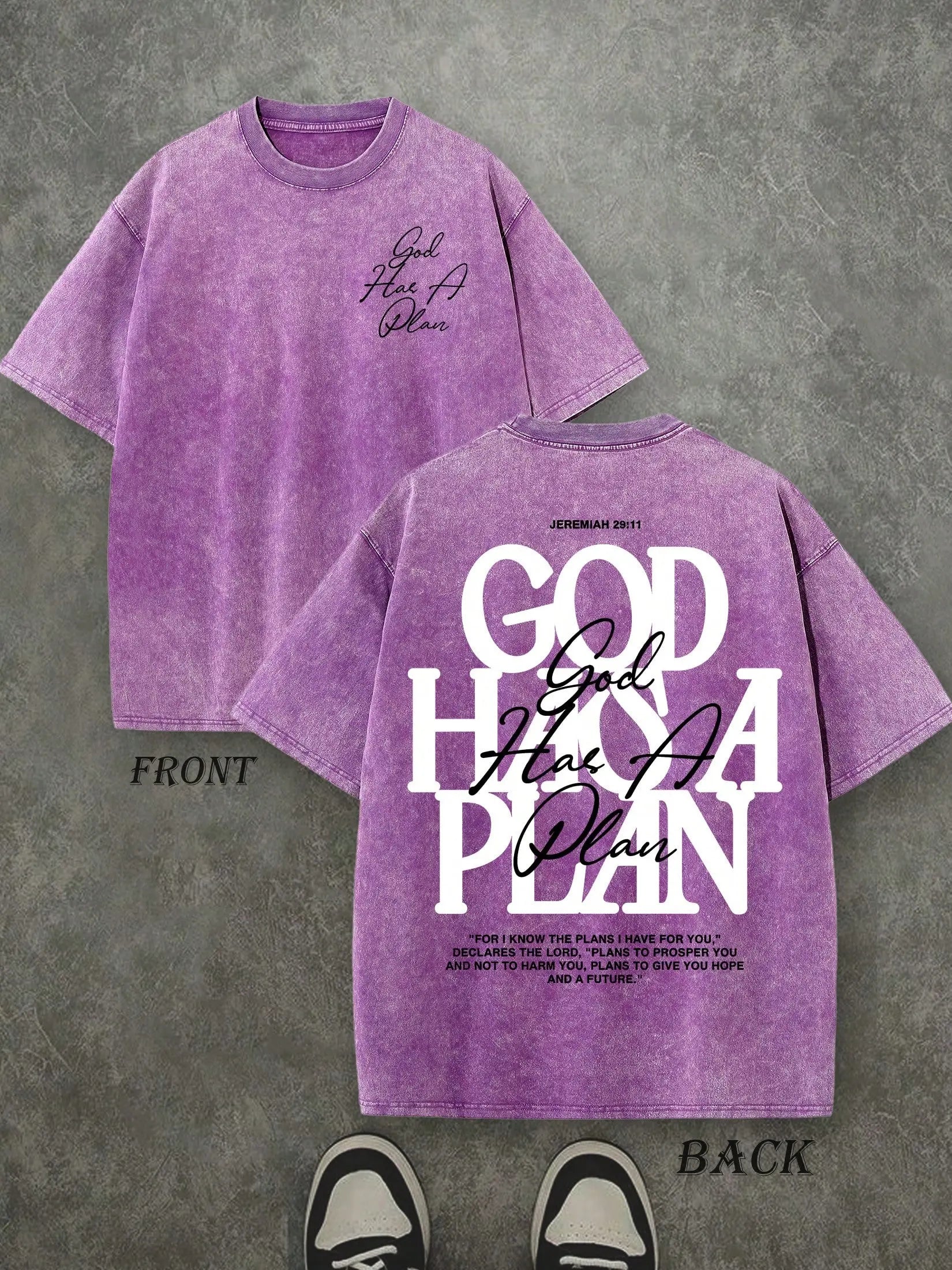 🕊️ God Has A Plan Double Sided Washed Christian Tee | Jeremiah 29:11 Faith T-Shirt ✝️
