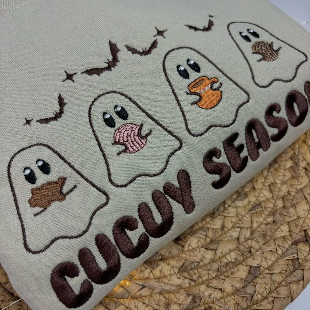 👻 Cucuy Season Ghost Embroidery Halloween Tee/Crewneck/Hoodie