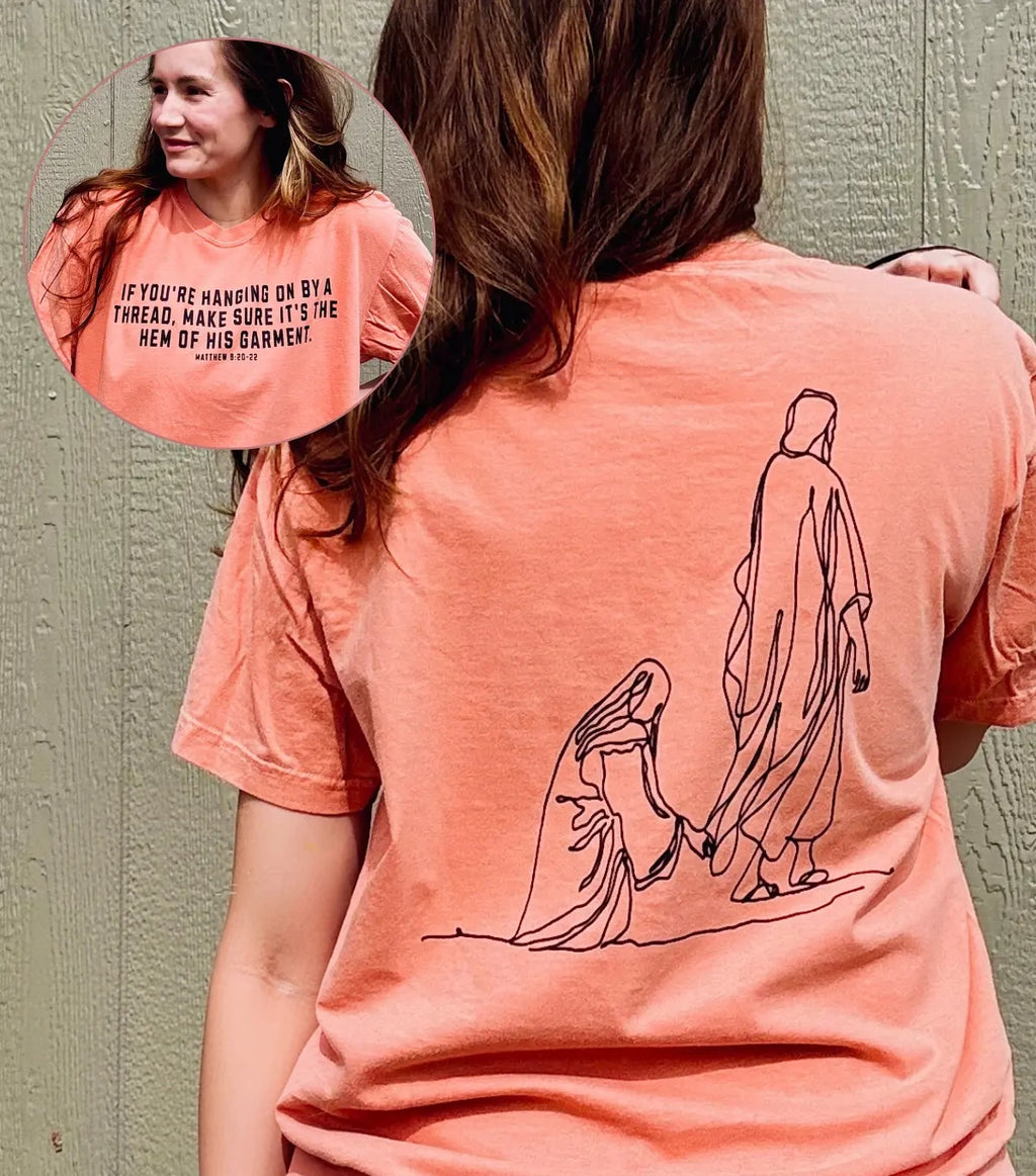 If You’re Hanging On A Thread Christian Vintage Tee | Matthew 9:20-22 Faith Shirt