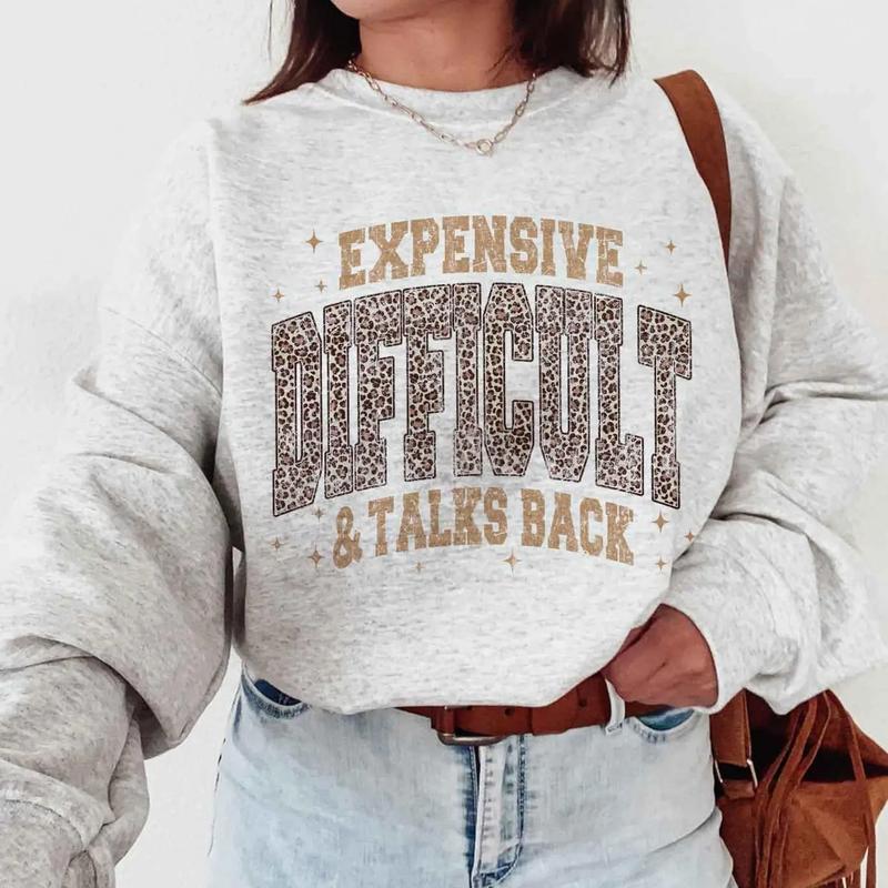 Expensive Difficult & Talks Back Retro Leopard Graphic Shirt | Sassy Western Statement Tee, Crewneck & Hoodie