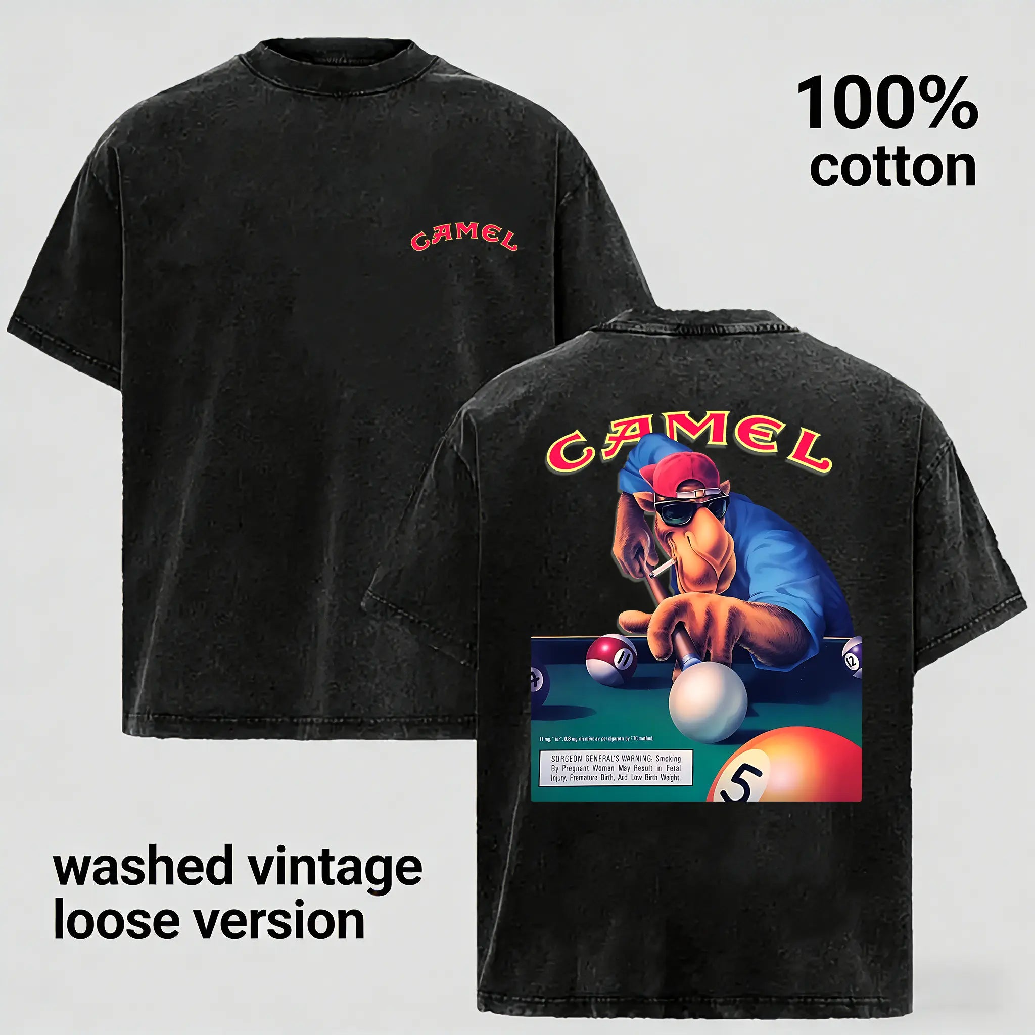 Vintage Washed Retro Pool Player Graphic Tee - Limited Edition