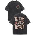 Vintage Washed Skull Rose Graphic Oversized T-Shirt | Streetwear Y2K Tattoo Print Tee