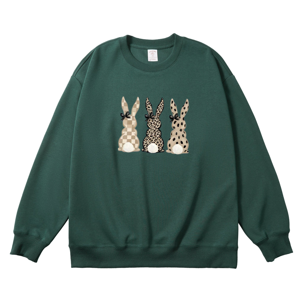Three Cute Rabbits Short-Sleeve Hooded Sweatshirt - Holiday Gift