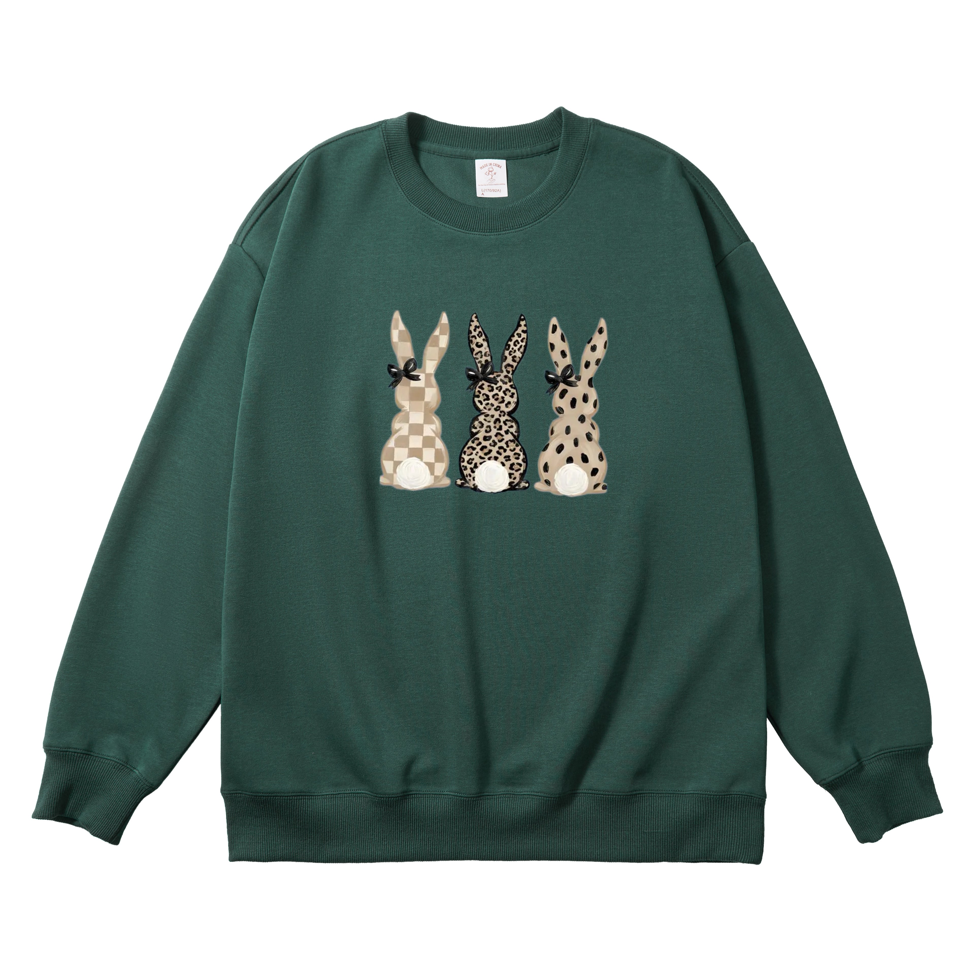 Three Cute Rabbits Short-Sleeve Hooded Sweatshirt - Holiday Gift