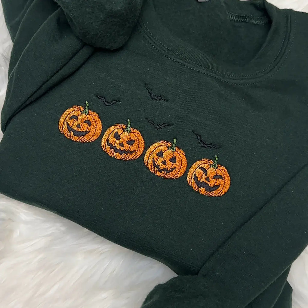 🎃 Embroidered Jack-O-Lantern Halloween Sweatshirt / Tee / Hoodie