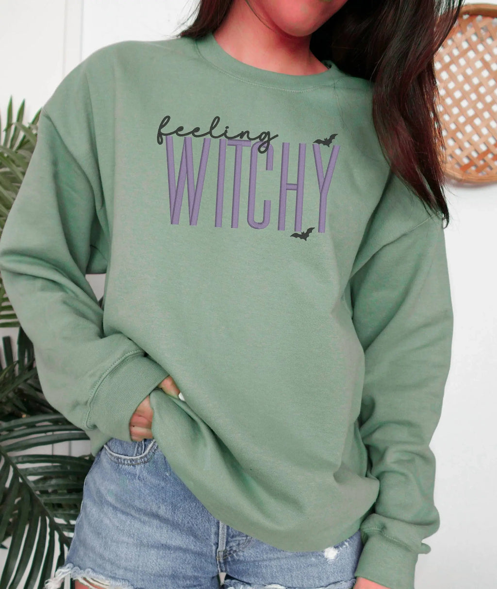 Feeling Witchy Embroidered Halloween Tee/Crewneck/Hoodie