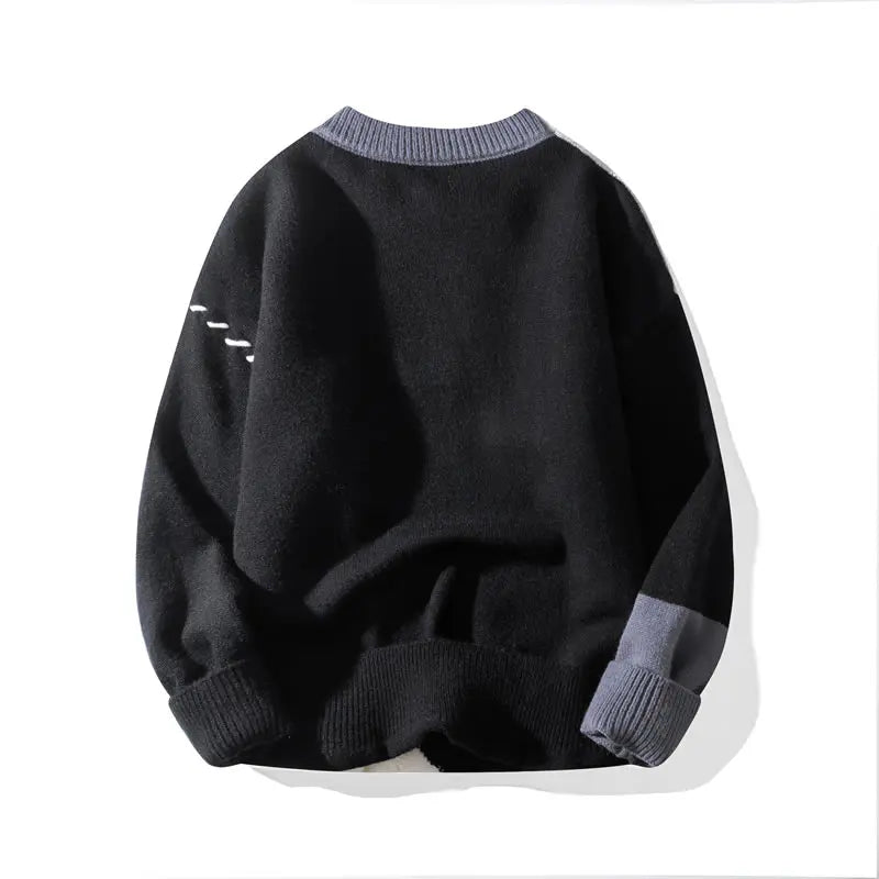 Mixed Texture Patchwork Cable Knit Sweater