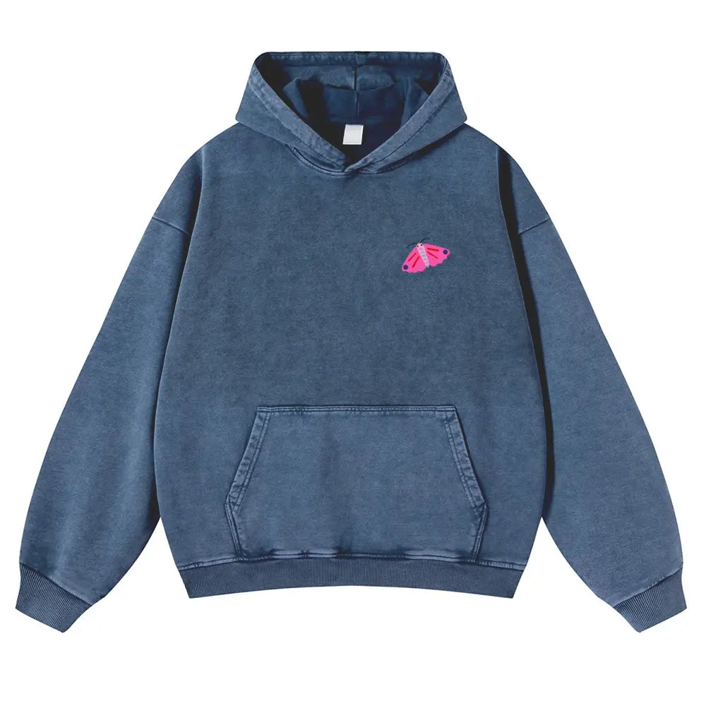 Washed Pink Bug Art Oversized Hoodie