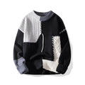 Mixed Texture Patchwork Cable Knit Sweater