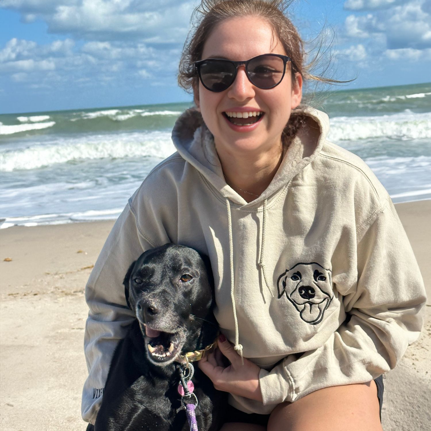 Custom Portrait Dog from Photo Embroidered Sweatshirt, Hoodie