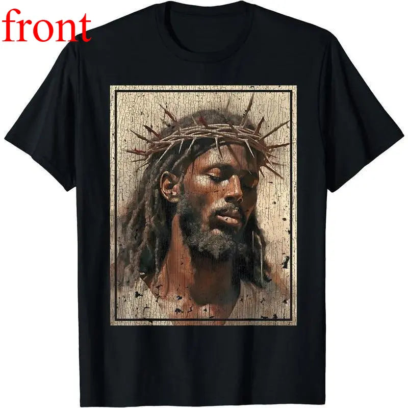 Black Jesus Crown Of Thorns Vintage Graphic Tee Sweatshirt Hoodie