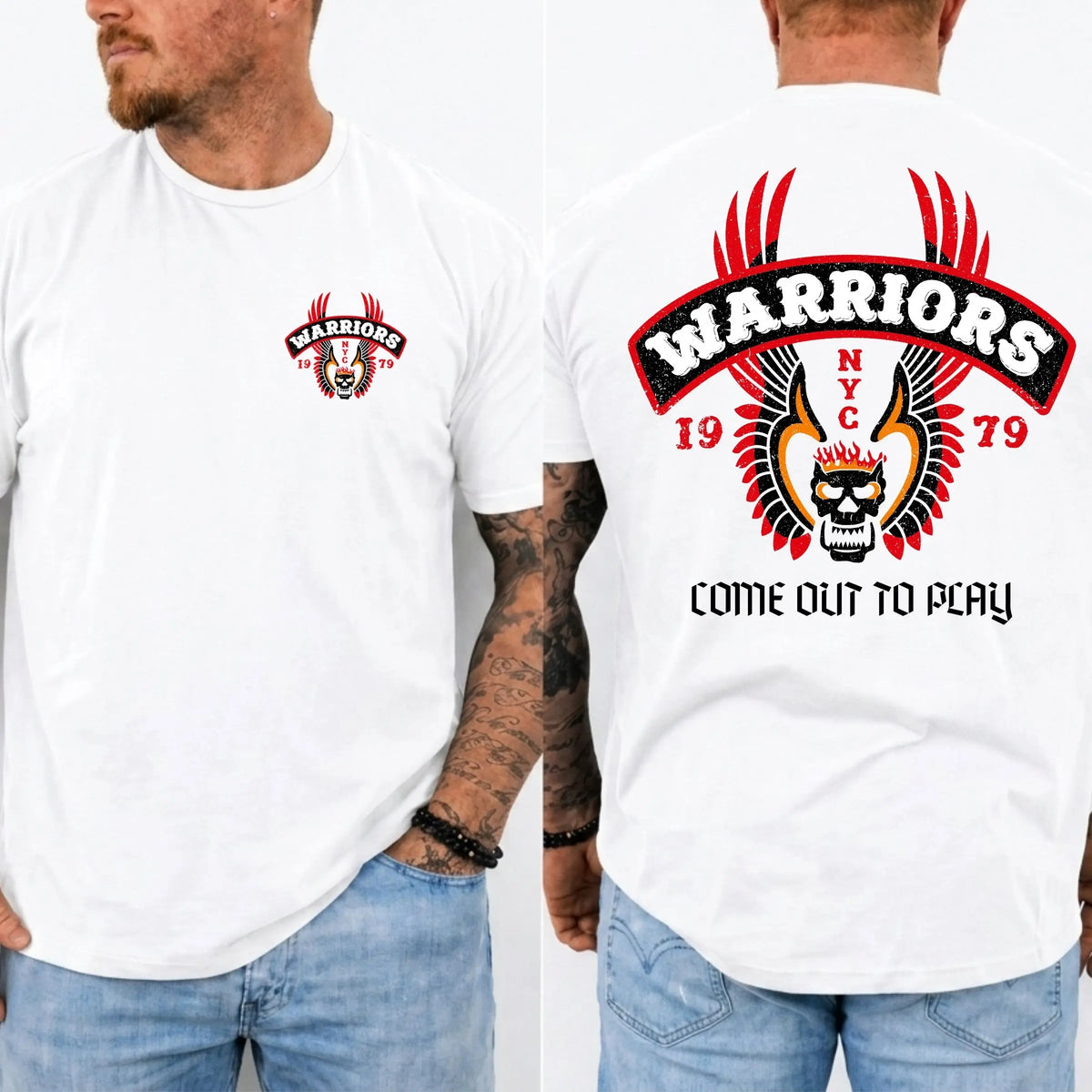 Warriors NYC 1979 Come Out To Play Double Sided Graphic T-Shirt, Retro Movie Inspired Tee